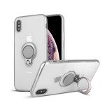 Wholesale iPhone Xr 6.1in Ring Stand Transparent Case with Metal Plate (Clear)